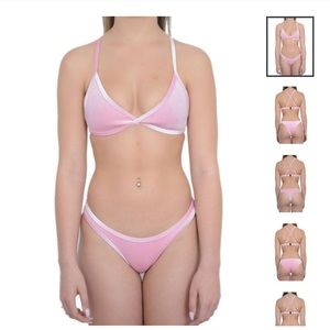 Hoaka Swim: Pink Velvet Bikini Set